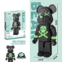 Конструктор 3д Bearbrick Медведь черный 3168 дет., светится в темноте, P2204