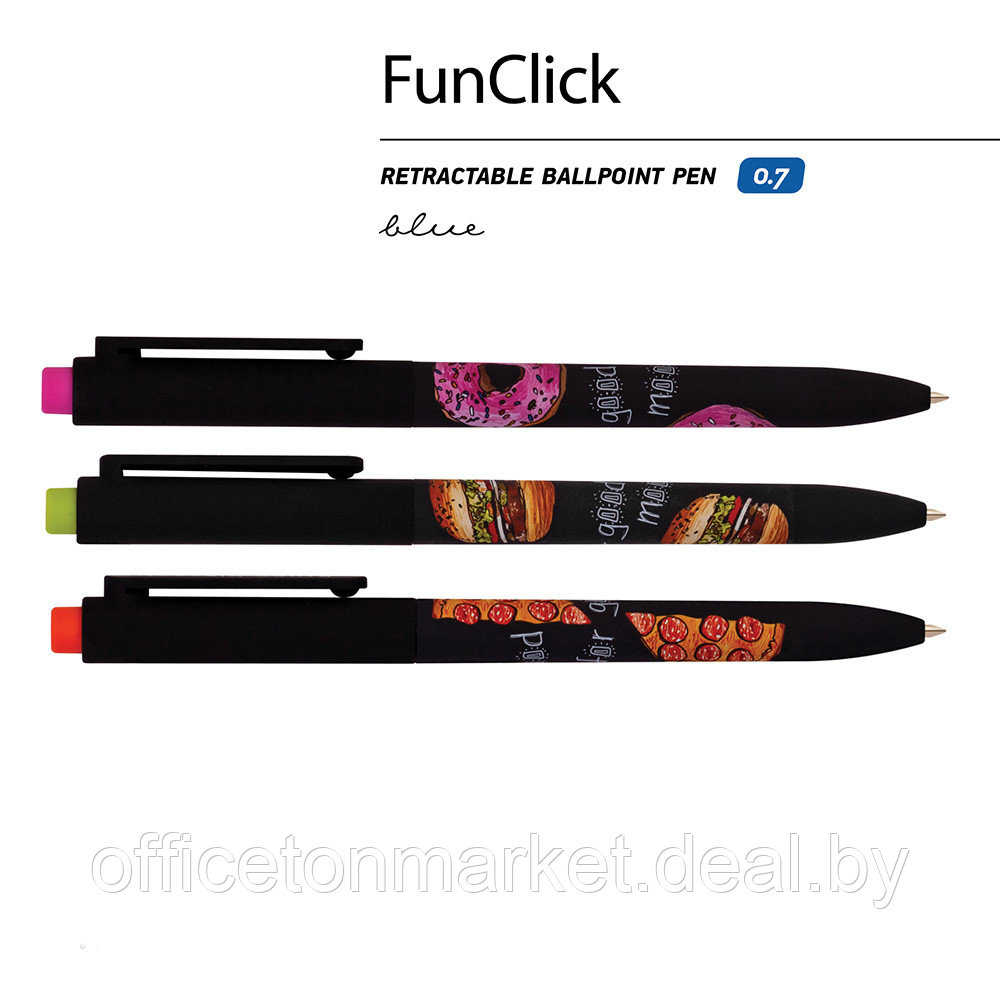 Ручка шариковая автоматическая "FunClick. Food in black", 0,7 мм, ассорти, стерж. синий - фото 2 - id-p224534115