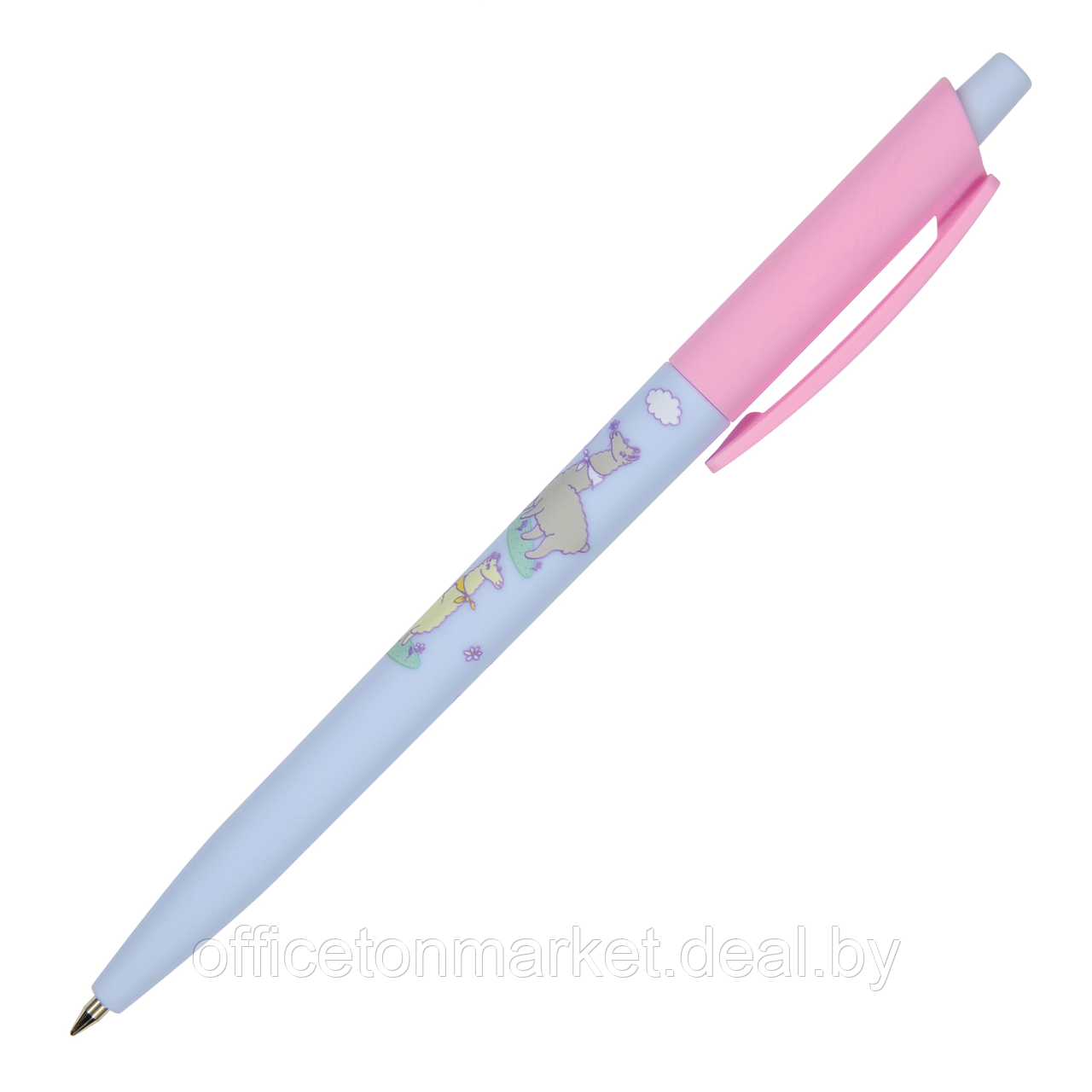 Ручка шариковая автоматическая "HappyClick. Sweet Animals. Ламы в облачках", 0.5 мм, голубой, розовый, стерж. - фото 1 - id-p224534121