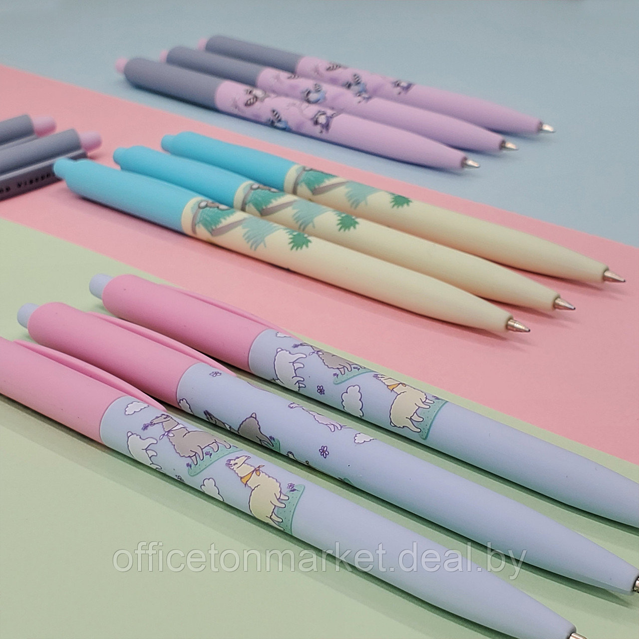 Ручка шариковая автоматическая "HappyClick. Sweet Animals. Ламы в облачках", 0.5 мм, голубой, розовый, стерж. - фото 3 - id-p224534121