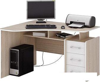 Письменный стол MFMaster Триан-5 (левый, дуб сонома/белый)
