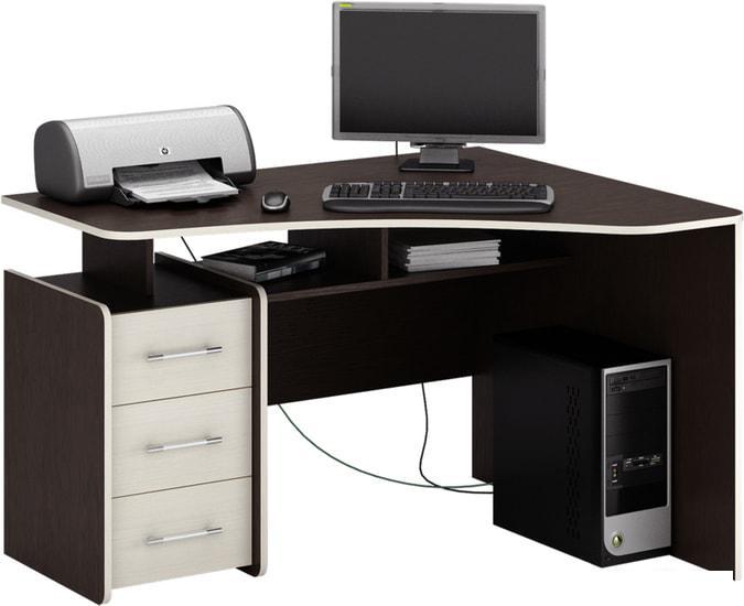 Письменный стол MFMaster Триан-5 (правый, венге/дуб молочный) - фото 1 - id-p224289832