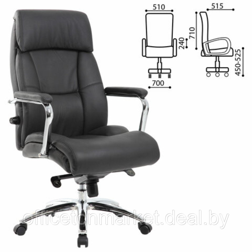 Кресло для руководителя BRABIX "PREMIUM Phaeton EX-502", кожа, металл, черный - фото 2 - id-p222167364