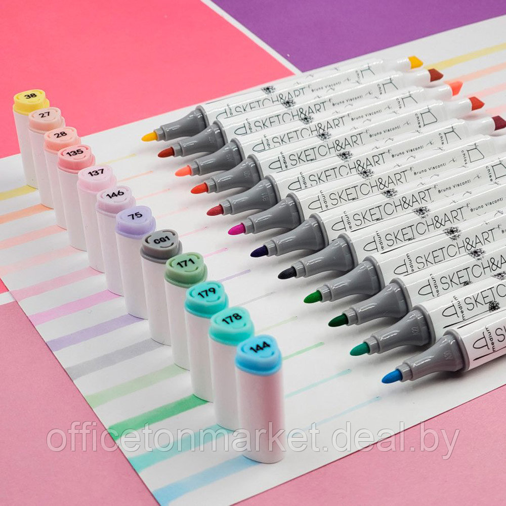 Набор двусторонних маркеров для скетчинга "Sketch&Art. Пастель", 12 цветов - фото 4 - id-p224534094