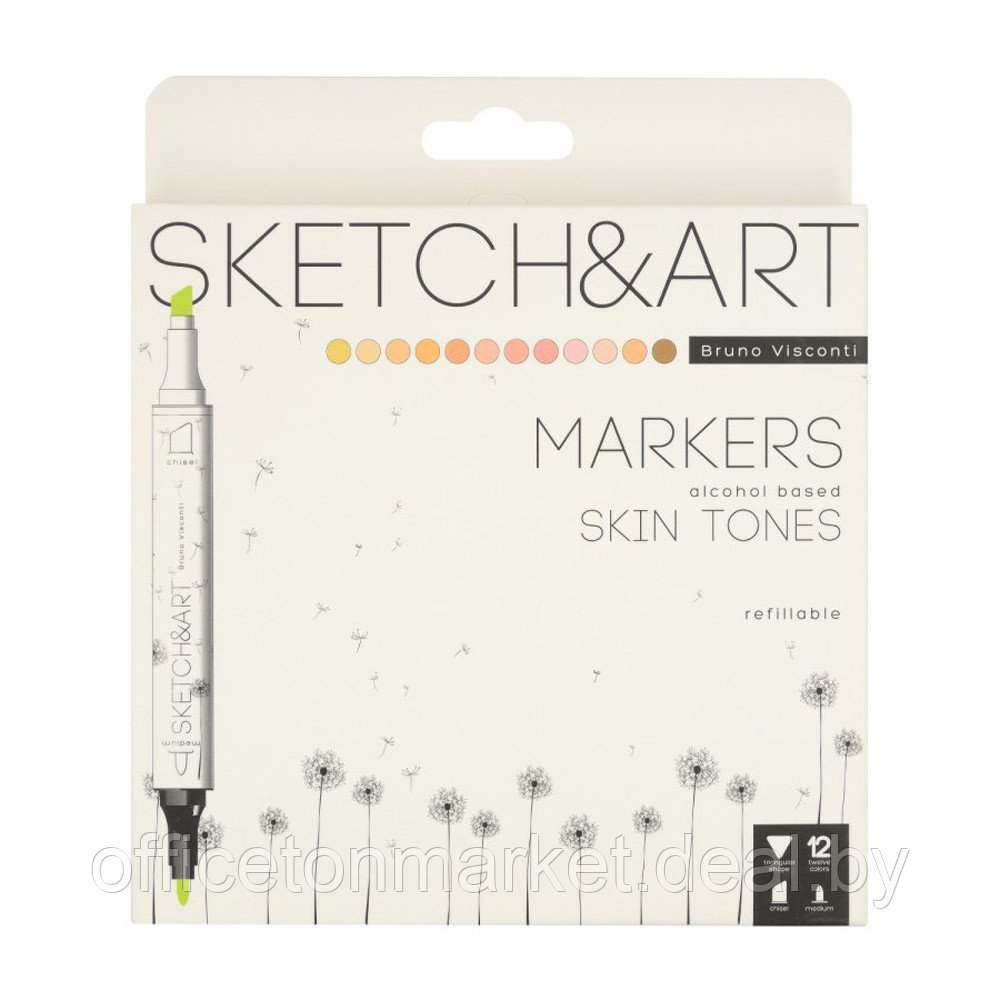 Набор двусторонних маркеров для скетчинга "Sketch&Art. Портрет", 12 цветов - фото 1 - id-p224534095