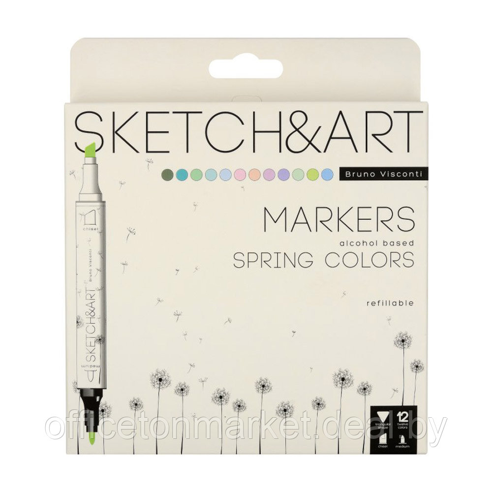 Набор двусторонних маркеров для скетчинга "Sketch&Art. Весенний пейзаж", 12 цветов - фото 1 - id-p224534096