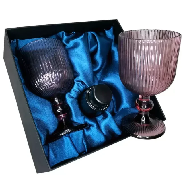 Подарочный набор для вина 2 бокала, вакуумная пробка AmiroTrend ABW-501 blue lilac - фото 7 - id-p224534668