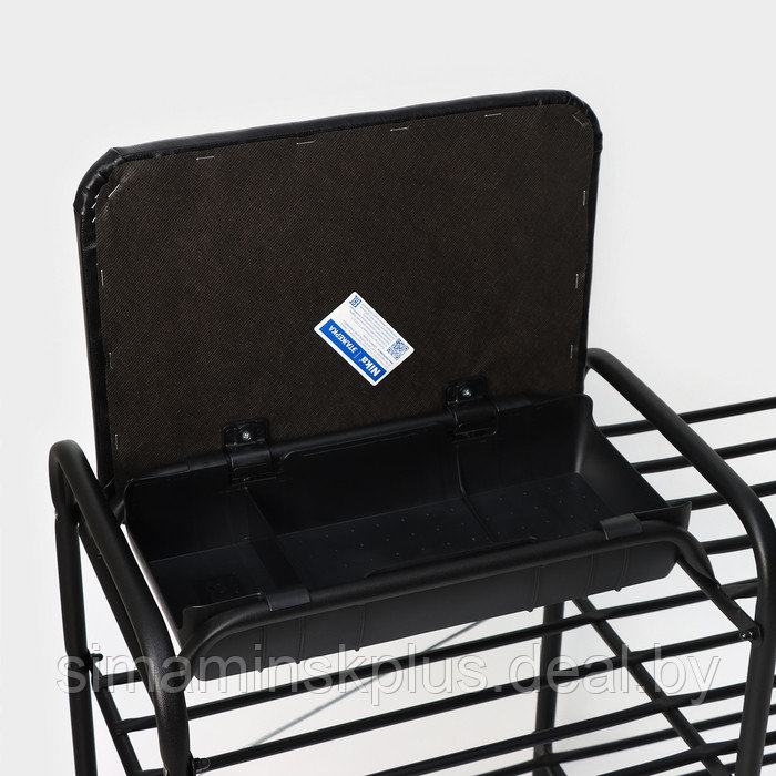Этажерка для обуви с сиденьем и ящиком "Люкс", 79x33x50 см, цвет черный-матово черный - фото 3 - id-p224535402