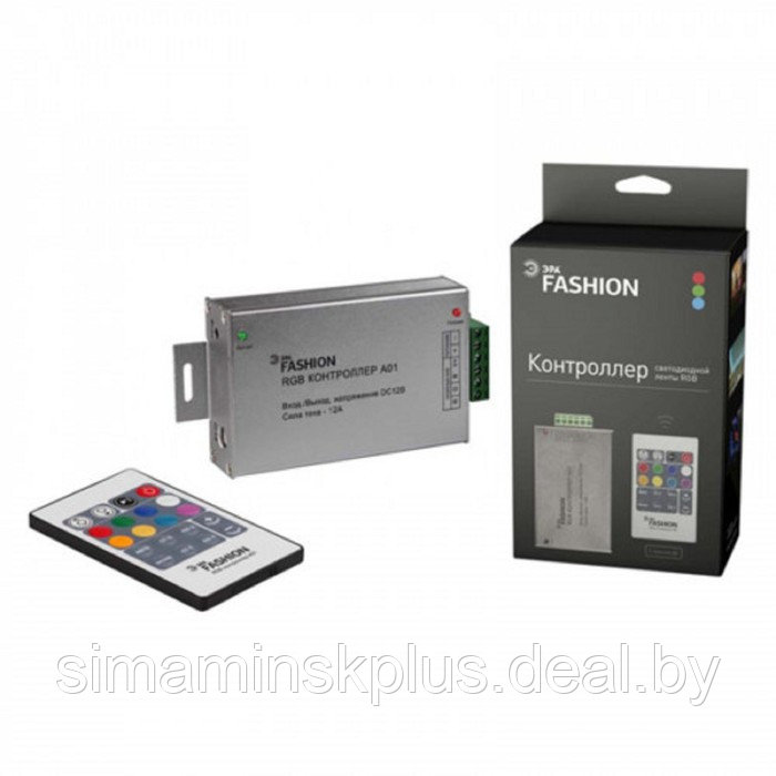 Контроллер ЭРА, для RGB ленты, 12 В, 200 Вт, 24 А, IP20, пульт ДУ - фото 1 - id-p224535426