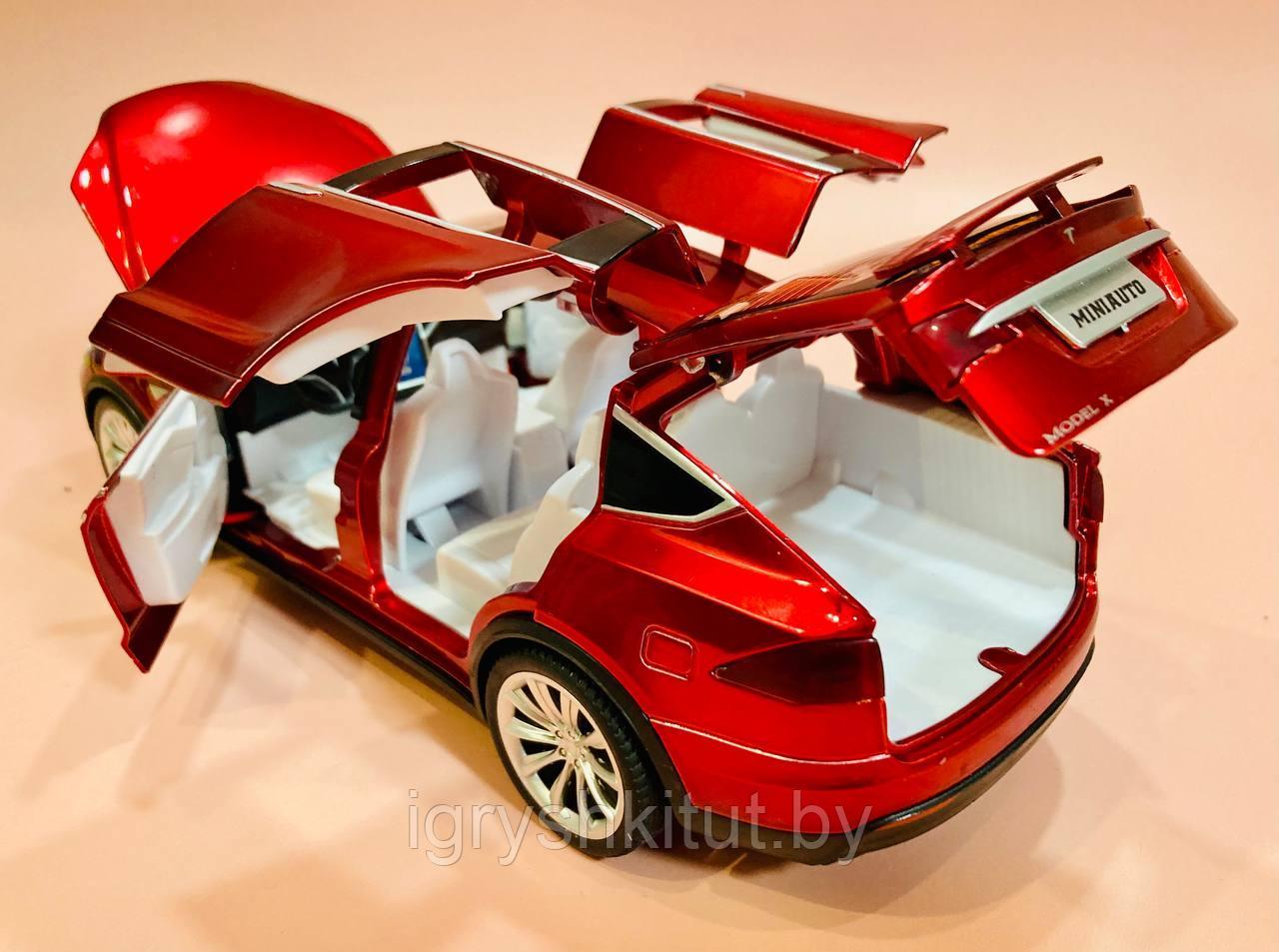 Машинка металлическая Тесла Tesla X, свет, звук - фото 4 - id-p224535639