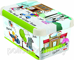Коробка декоративная S Storage box S 6L, белый\лайм