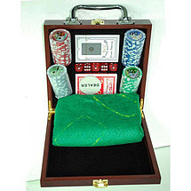 Набор для покера 100, 11,5г., с номиналом (арт. 6641-M1) в деревянном кейсе, фото 2