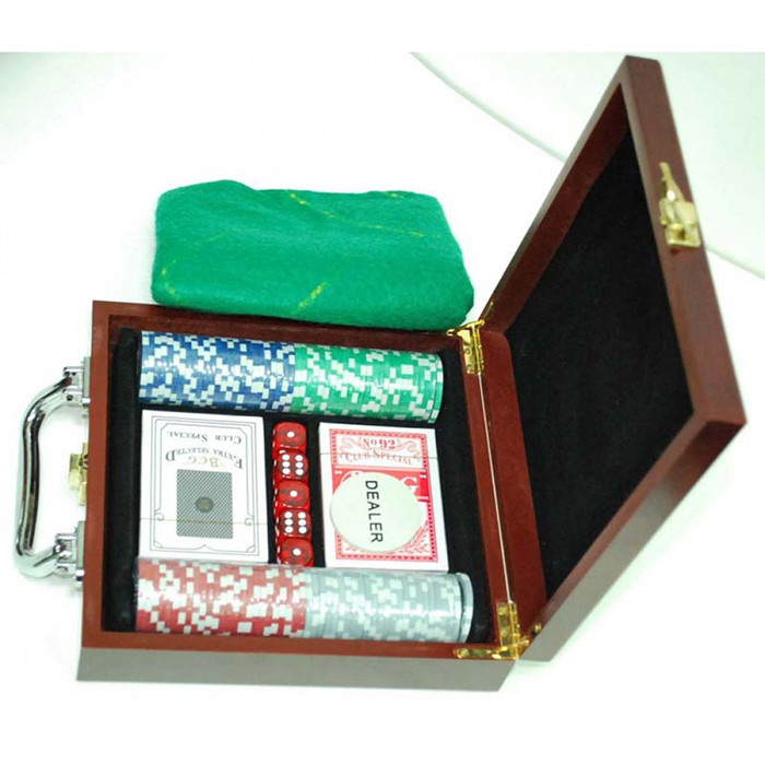 Набор для покера 100, 11,5г., с номиналом (арт. 6641-M1) в деревянном кейсе - фото 3 - id-p224536715