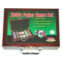 Набор для покера 200, 11,5г., с номиналом (арт. 6642-S1) в деревянном кейсе