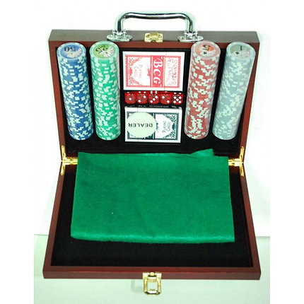 Набор для покера 200, 11,5г., с номиналом (арт. 6642-S1) в деревянном кейсе, фото 2