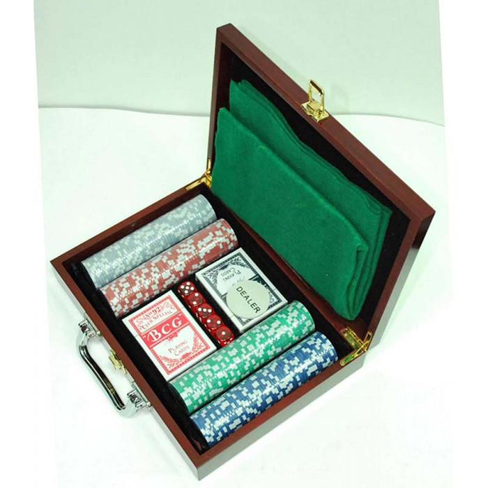 Набор для покера 200, 11,5г., с номиналом (арт. 6642-S1) в деревянном кейсе - фото 3 - id-p224536716