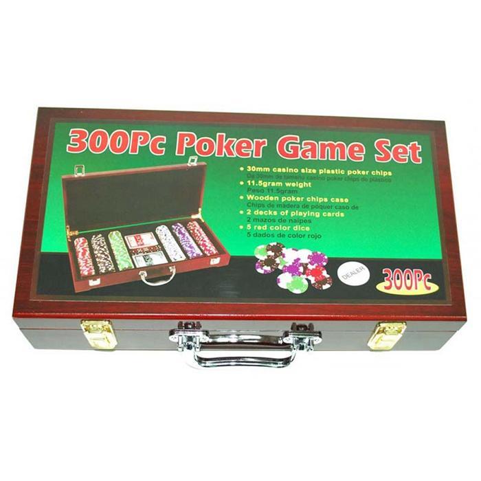 Набор для покера 300, 11,5г., с номиналом (арт. 6643-B1) в деревянном кейсе - фото 1 - id-p224536717