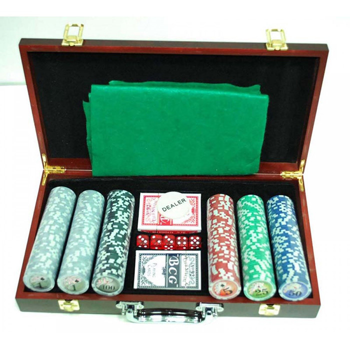 Набор для покера 300, 11,5г., с номиналом (арт. 6643-B1) в деревянном кейсе - фото 3 - id-p224536717