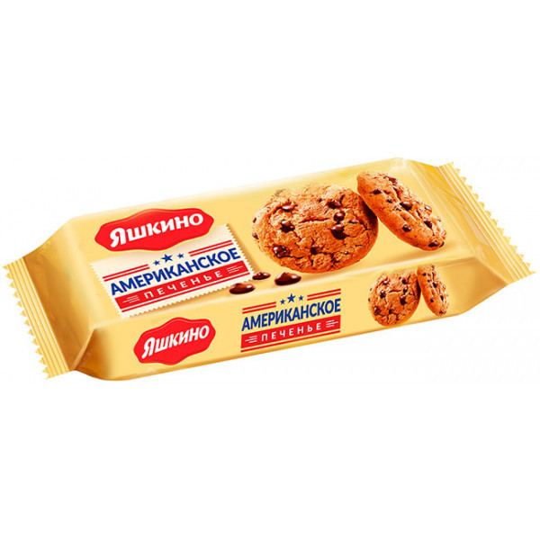 Печенье Яшкино Американское сдобное с каплями шоколада 200г - фото 1 - id-p224536614