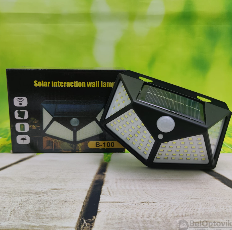 Уличный светильник с датчиком движения на солнечной батарее Solar Interaction Wall Lamp, 3 режима / Фонарь на - фото 5 - id-p224536607