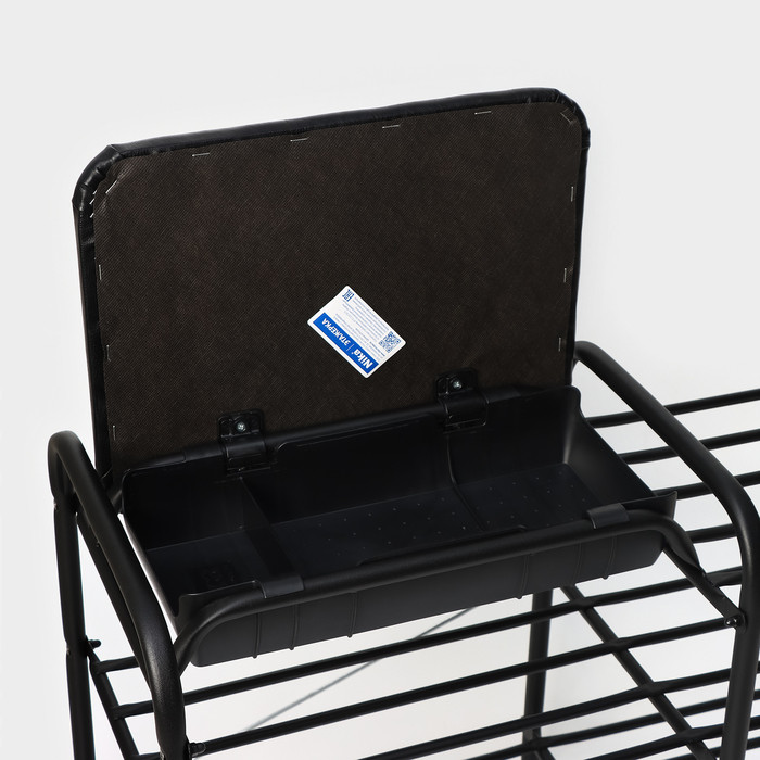 Этажерка для обуви с сиденьем и ящиком «Люкс», 79×33×50 см, цвет чёрный - фото 3 - id-p224540493