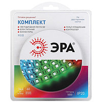 Комплект светодиодной ленты ЭРА, 12В, SMD5050, 5 м, IP20, с аксесс., пульт, 60 LED/м, RGB