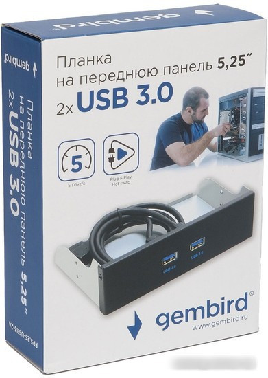 Планка Gembird FP5.25-USB3-2A - фото 4 - id-p224540800