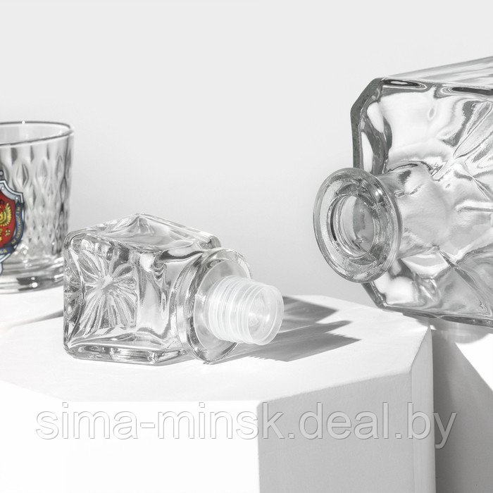 Набор питьевой «Герб ФСБ», стеклянный, 7 предметов: графин 500 мл, 6 стопок 50 мл - фото 4 - id-p224541328