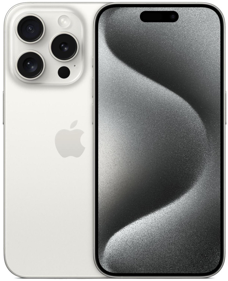 Смартфон Apple A3104 iPhone 15 Pro 128Gb белый титан моноблок 3G 4G 2Sim 6.1" 1179x2556 iOS 17 48Mpix 802.11 - фото 1 - id-p224541877