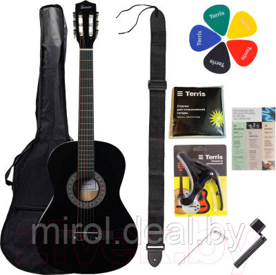 Акустическая гитара Terris TC-038 BK Starter Pack + комплект аксессуаров - фото 1 - id-p224542977