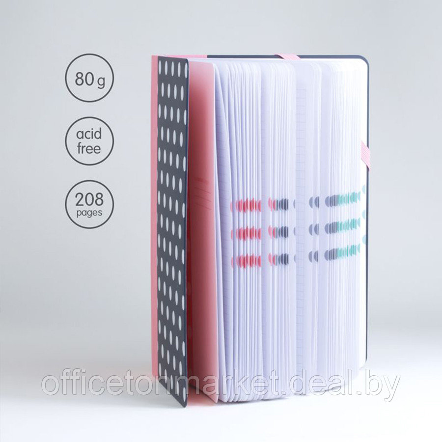 Блокнот "Medium Dots", А5, 208 листов, клетка, розовый, черный - фото 3 - id-p222872477