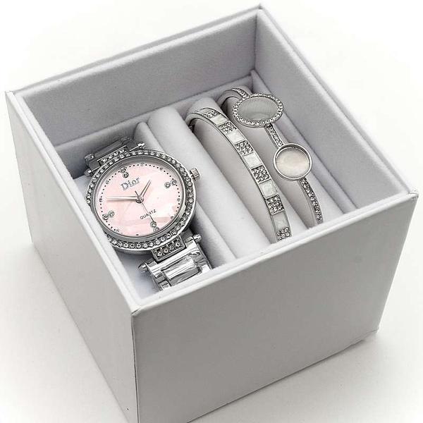 Женский подарочный набор 3в1 DIOR часы + два браслета в брендированной коробочке - фото 2 - id-p224545084