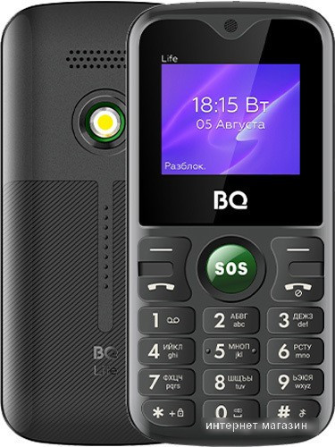 Кнопочный телефон BQ-Mobile BQ-1853 Life (черный/зеленый) - фото 1 - id-p224544859