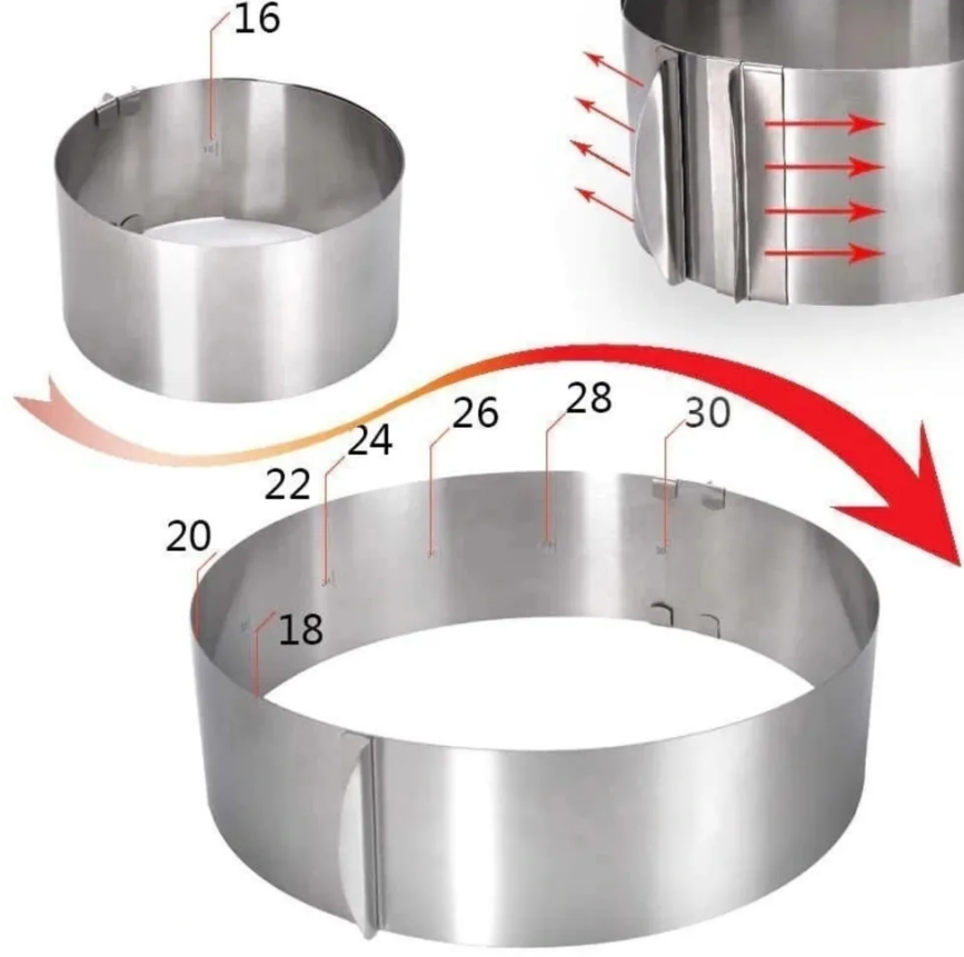 Форма для выпечки регулируемая диаметр 16-30 см. / Раздвижное кольцо кулинарное Cake Ring 16-30 см. - фото 5 - id-p224545418