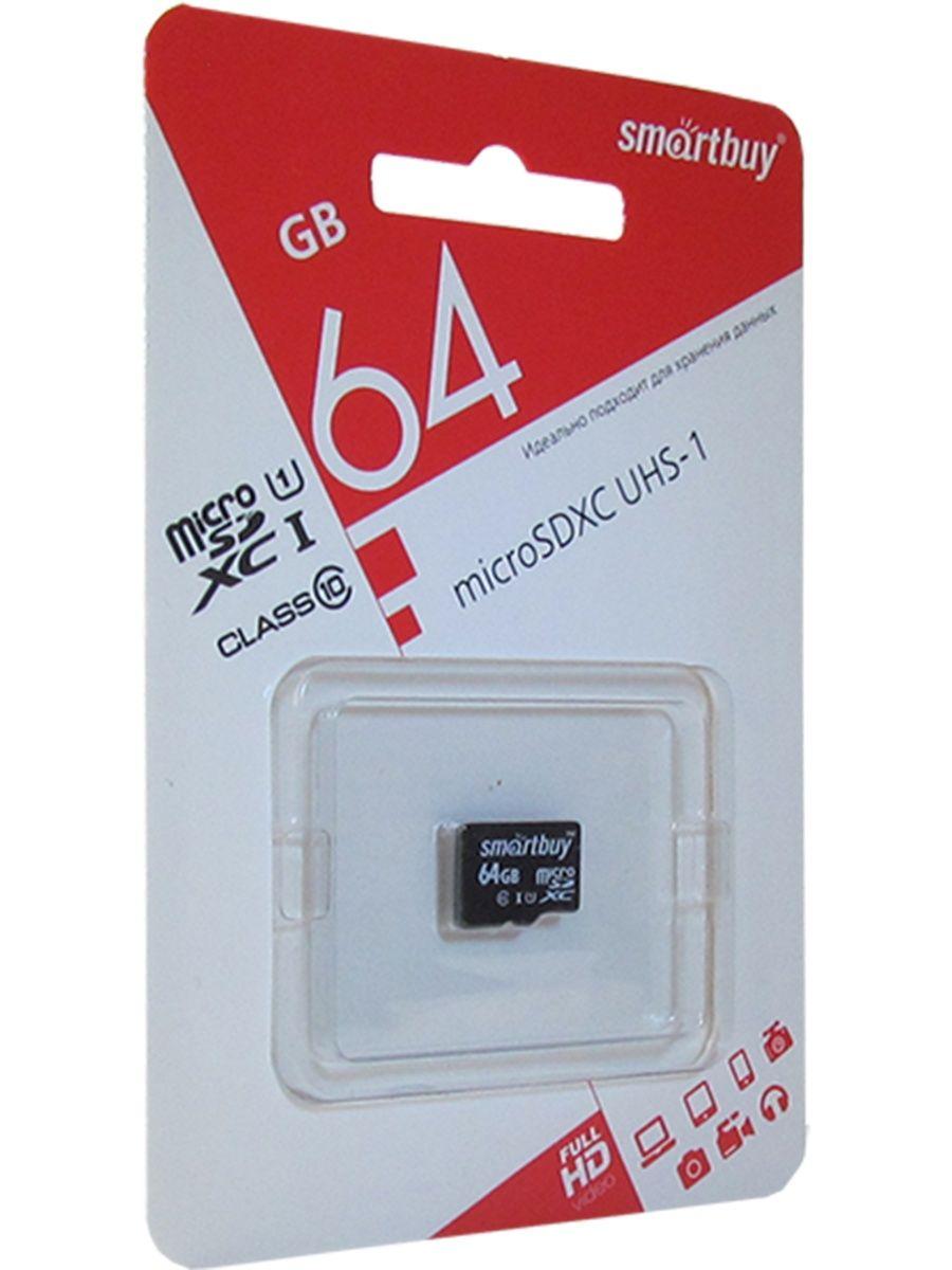 Карта памяти Smartbuy micro SDXC 64GB Class 10 UHS-1 SB64GBS