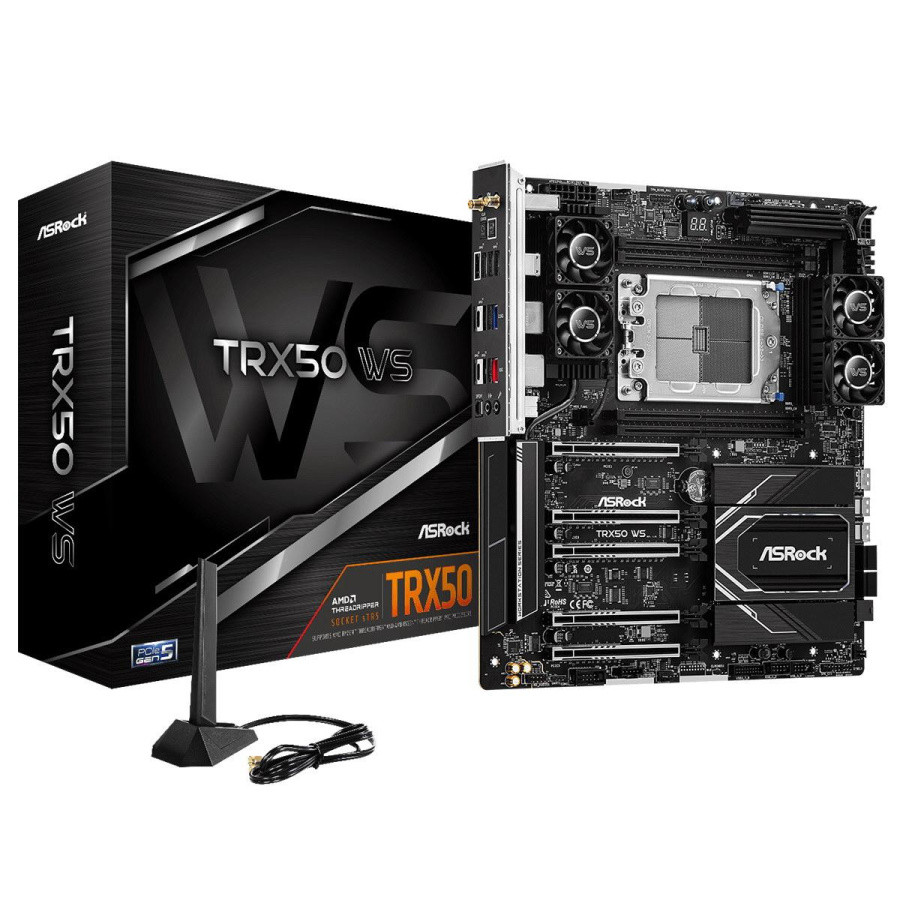 TRX50 WS, Socket sTR5, AMD TRX50, 4xDDR5-4800, DP, 5xPCI-Ex16, 4xSATA3(RAID 0/1/10), 3xM.2, 8 Ch Audio, 10Gb - фото 1 - id-p224546541