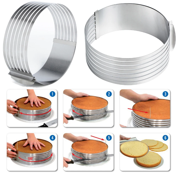 Форма для выпечки коржей (для торта) кольцо раздвижное с прорезями 16-20 см - фото 3 - id-p224548054