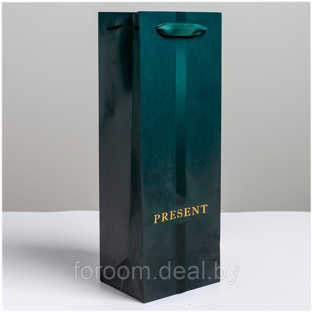 Пакет подарочный «Present» 12x9x(h)36см, для бутылки Дарите Счастье  5035702