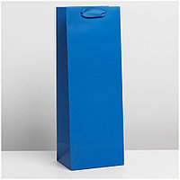 Пакет подарочный «Синий» 13x10x(h)36см, для бутылки Дарите Счастье  7184510