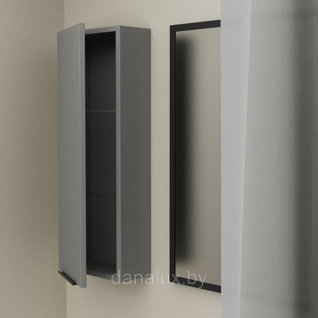 Шкафчик Дана Венеция подвесной 30 оникс серый (левый) - фото 2 - id-p224550502