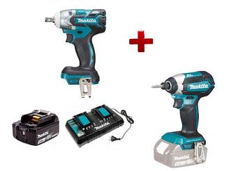 Аккум.  гайковерт MAKITA DTW 285 Z в кор. +  BL1830 2шт. и зар. DC18RD + АКЦИЯ шуруповерт DTD153Z (18.0 В, БЕЗ