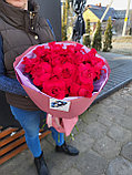 Букет из 15 красных французских роз., фото 2