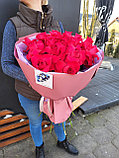 Букет из 15 красных французских роз., фото 3