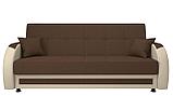 Диван-кровать ФЕНИКС (Жаккард Тесла шоколад/ Кожзам бежевый), фото 2