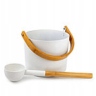 Набор для бани SIMPLE White, шайка 5л + черпак 42см, ручки бамбук, фото 2