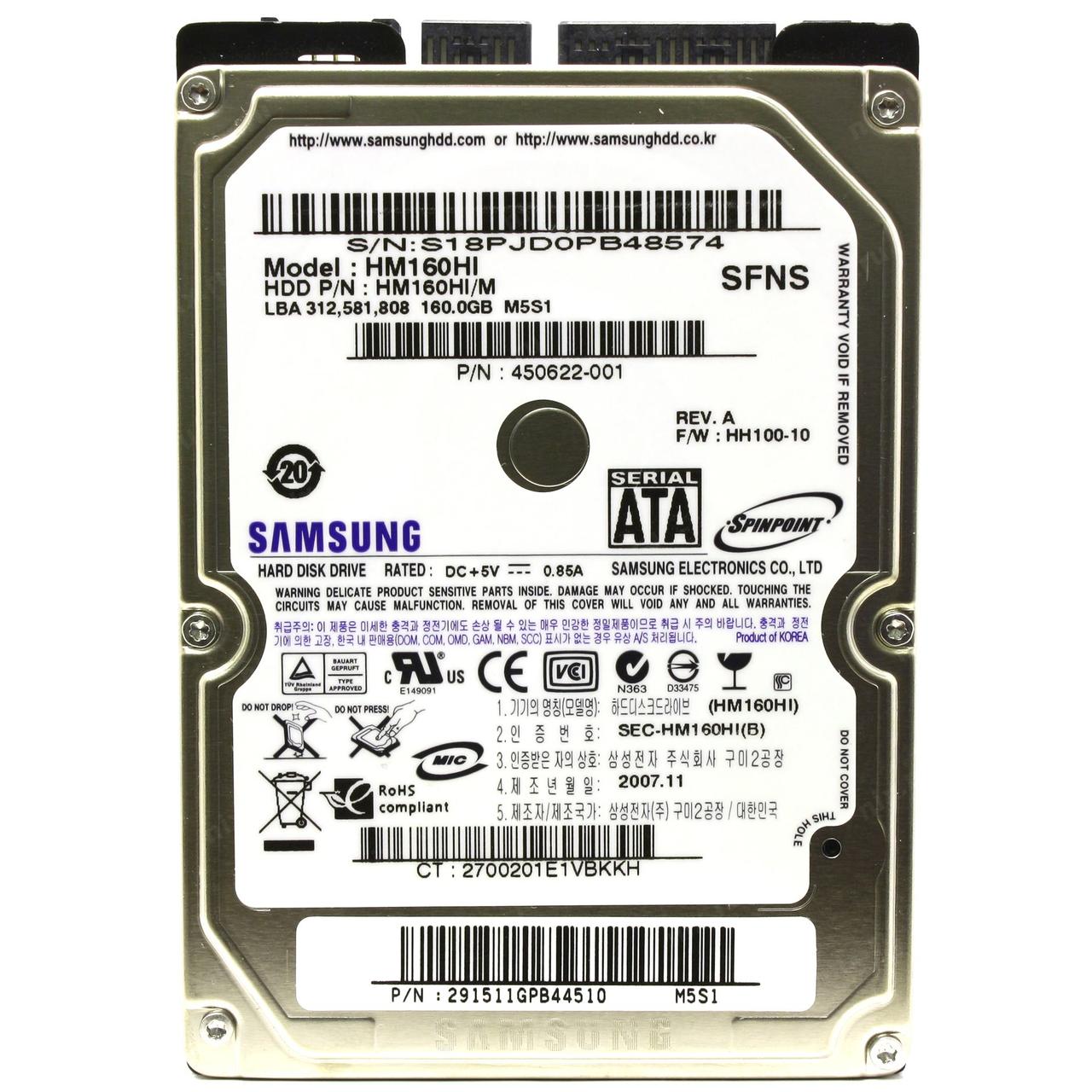 Жесткий диск (HDD) SATA Samsung 160Gb (с разбора) - фото 1 - id-p218610848