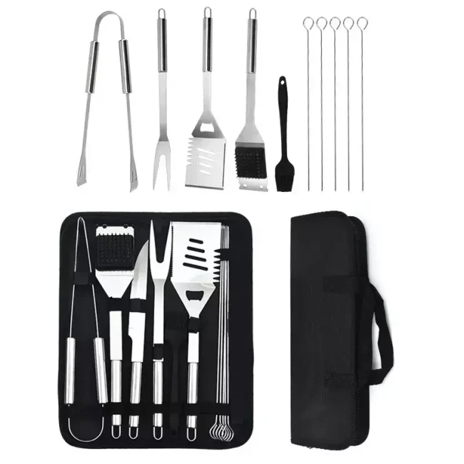 Набор Amiro Grill Set AGS-110 для барбекю/гриля/шашлыка из нержавеющей стали в чехле (10 предметов) - фото 1 - id-p224552305