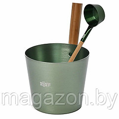 Набор для бани OXY-M-2 Dark Green, ушат 5л + черпак 0,2л, ручки бамбук