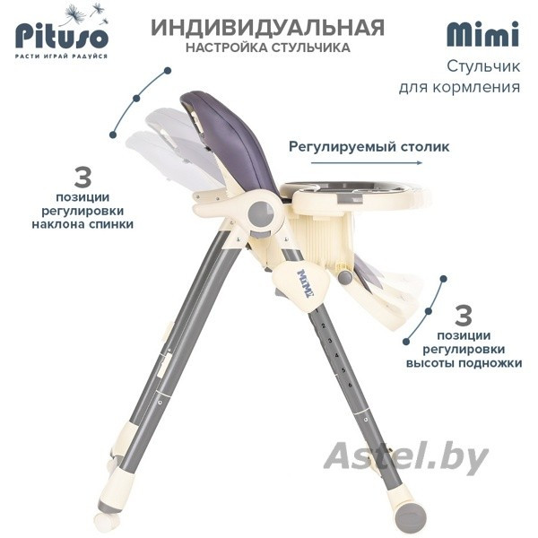 Стульчик для кормления Pituso MIMI GREY/Серый, ткань с пропиткой (Питусо МиМи) HC502 - фото 6 - id-p192389972