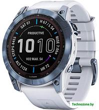 Умные часы Garmin Fenix 7X Sapphire Solar 51 мм (голубой минерал/белый камень)